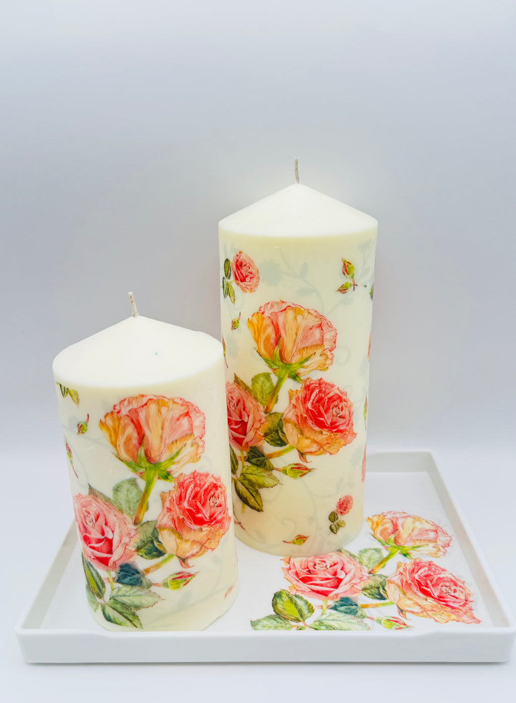 MonAmour – Floral Rose Pillar Candle Set