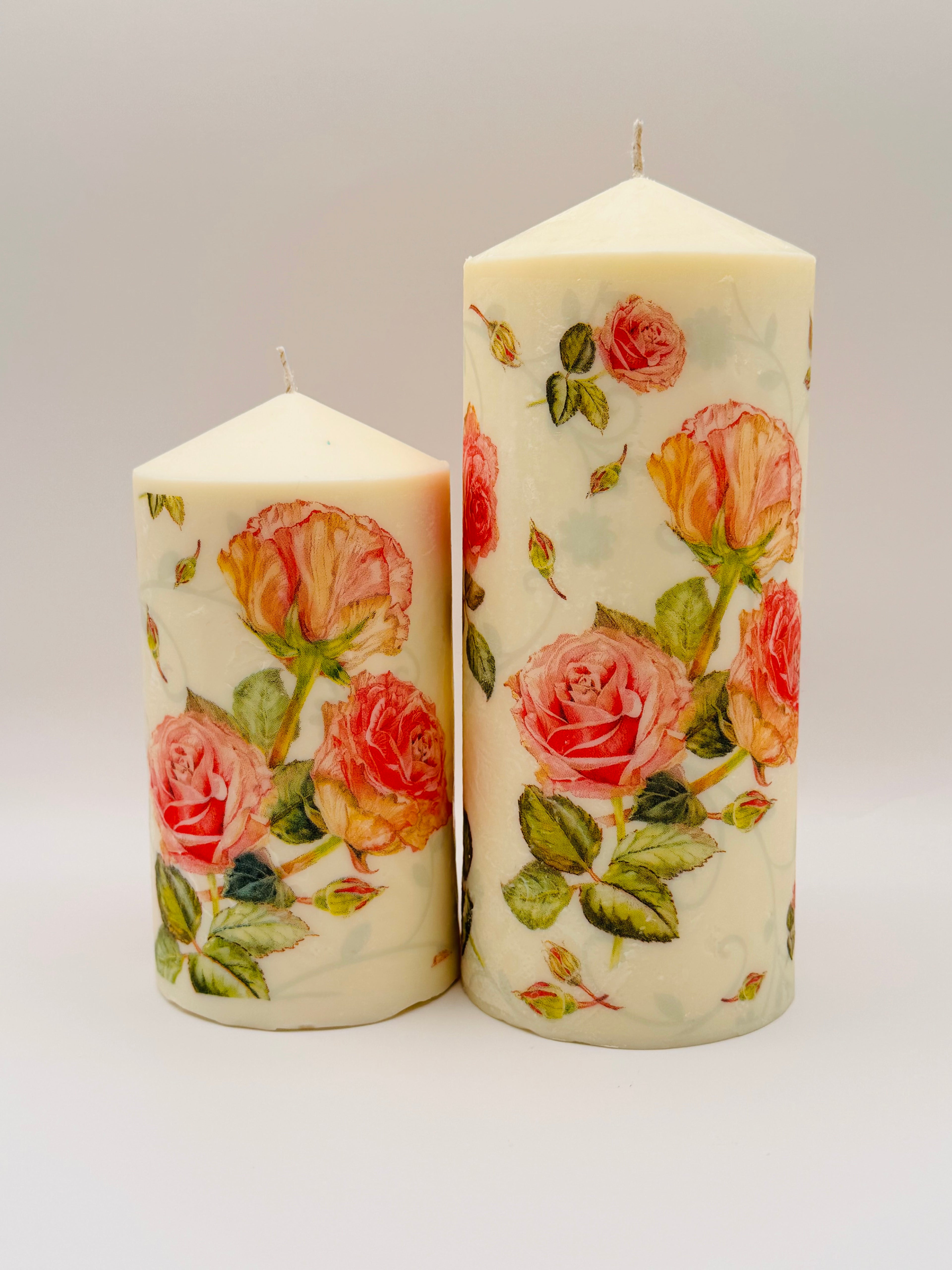 MonAmour – Floral Rose Pillar Candle Set