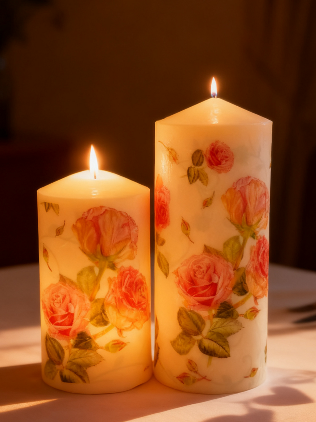 MonAmour – Floral Rose Pillar Candle Set
