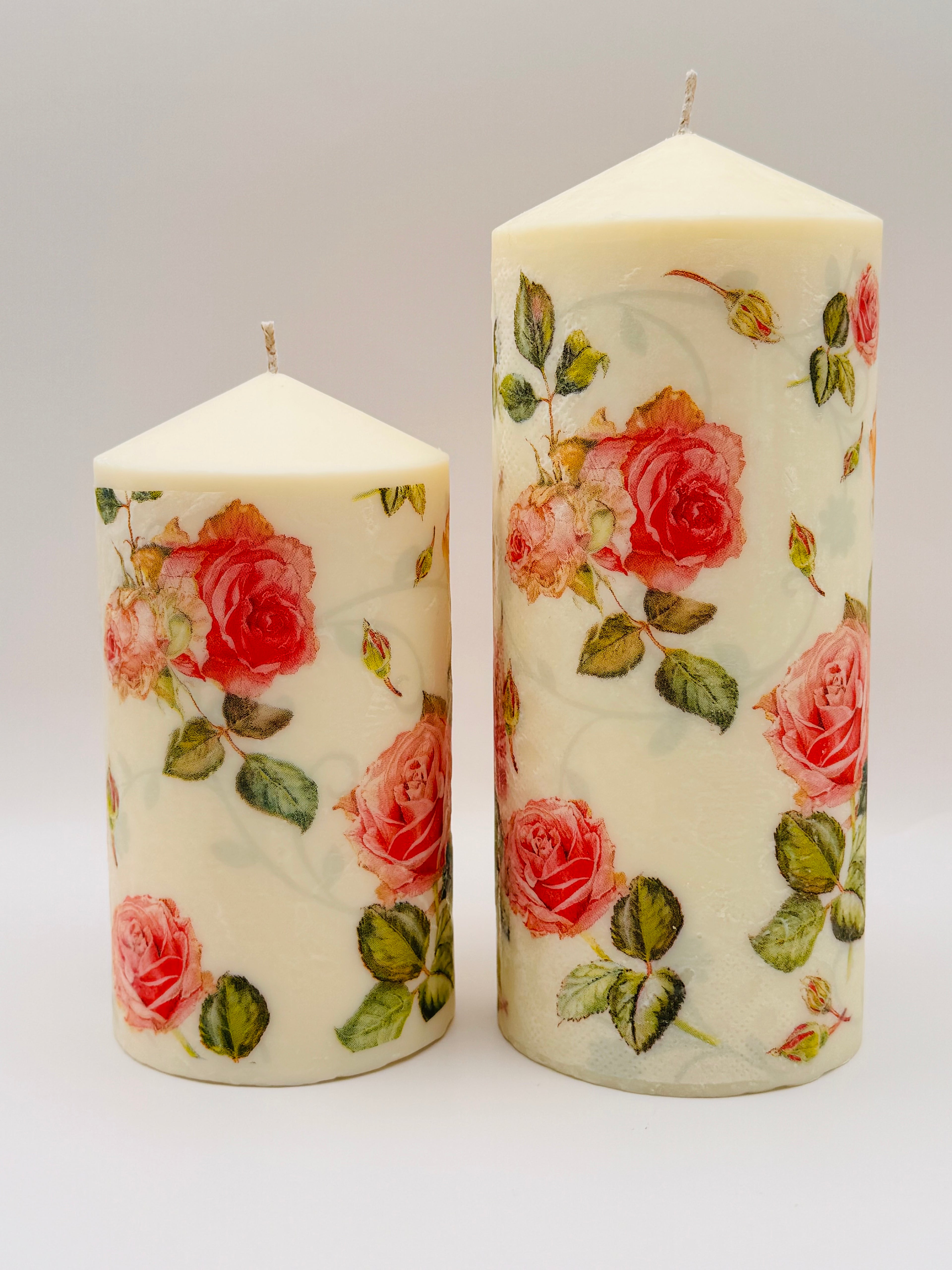 MonAmour – Floral Rose Pillar Candle Set