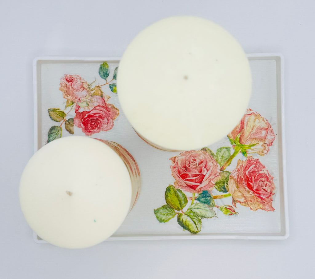 MonAmour – Floral Rose Pillar Candle Set