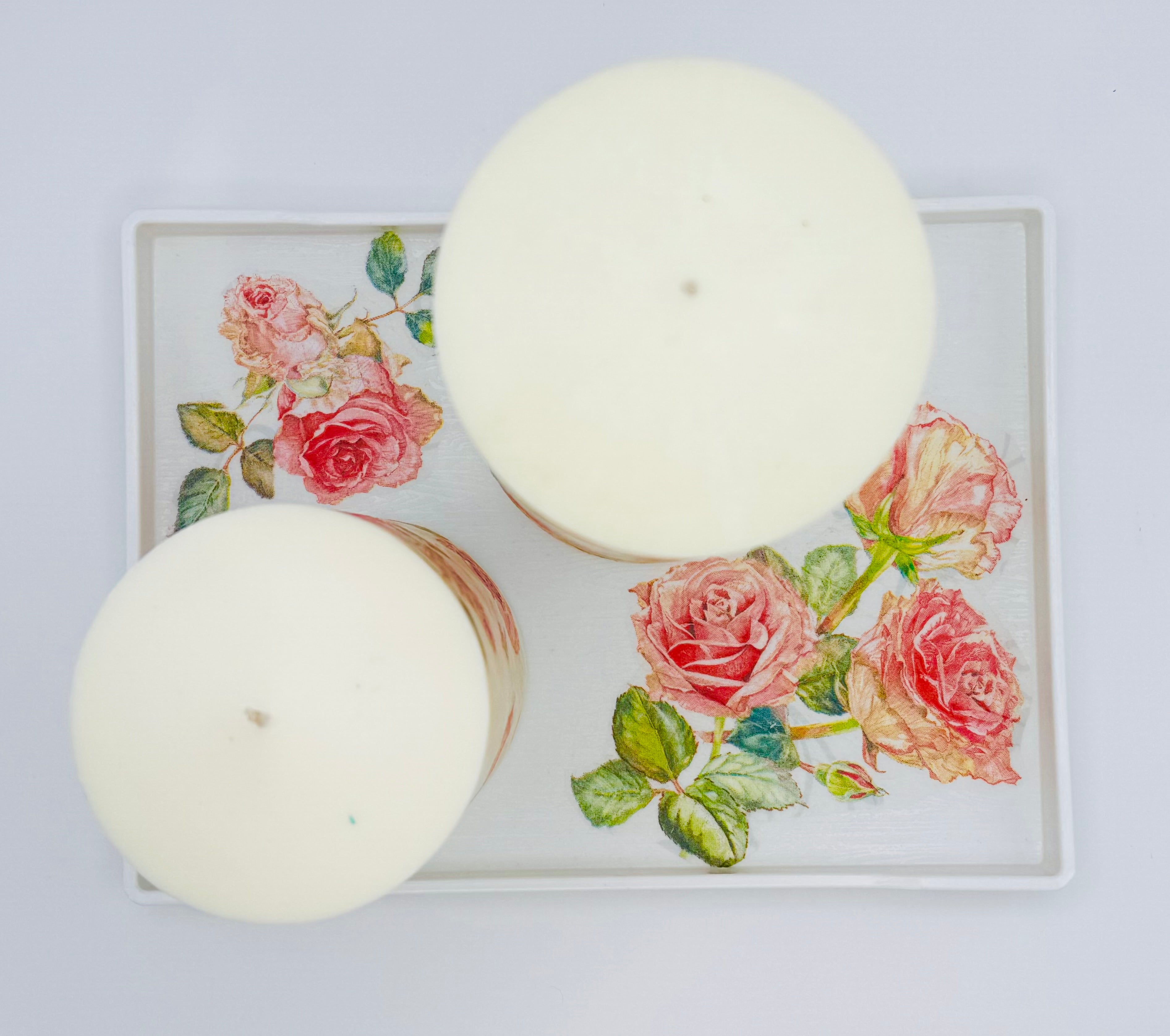 MonAmour – Floral Rose Pillar Candle Set