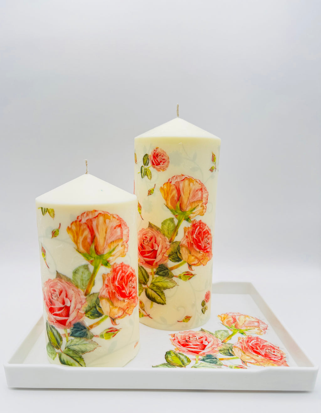 MonAmour – Floral Rose Pillar Candle Set