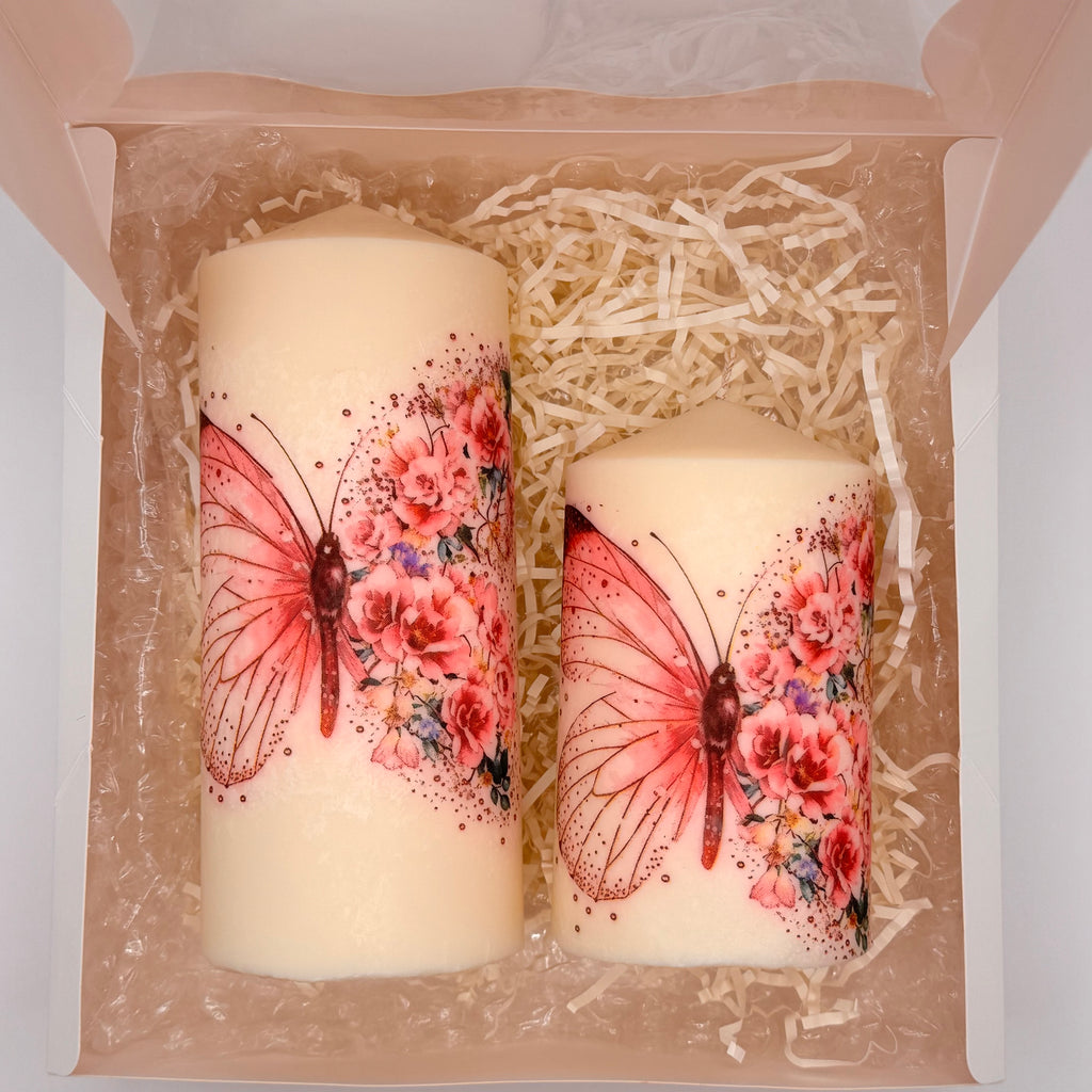 MonAmour – Butterfly Blossom Pillar Candle Set