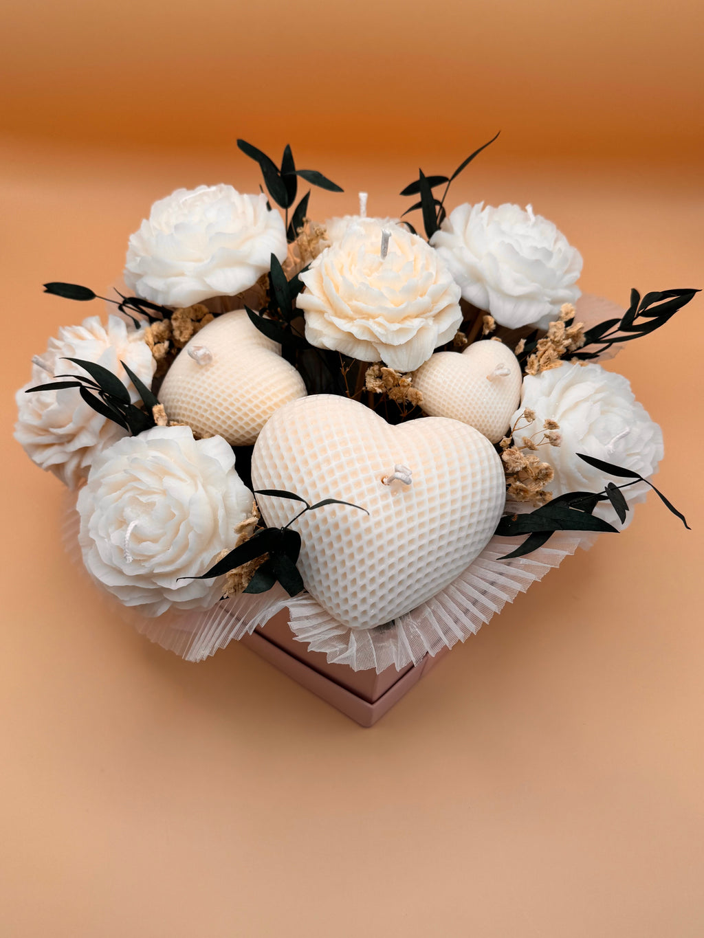 Ivory Heart Candle Bouquet