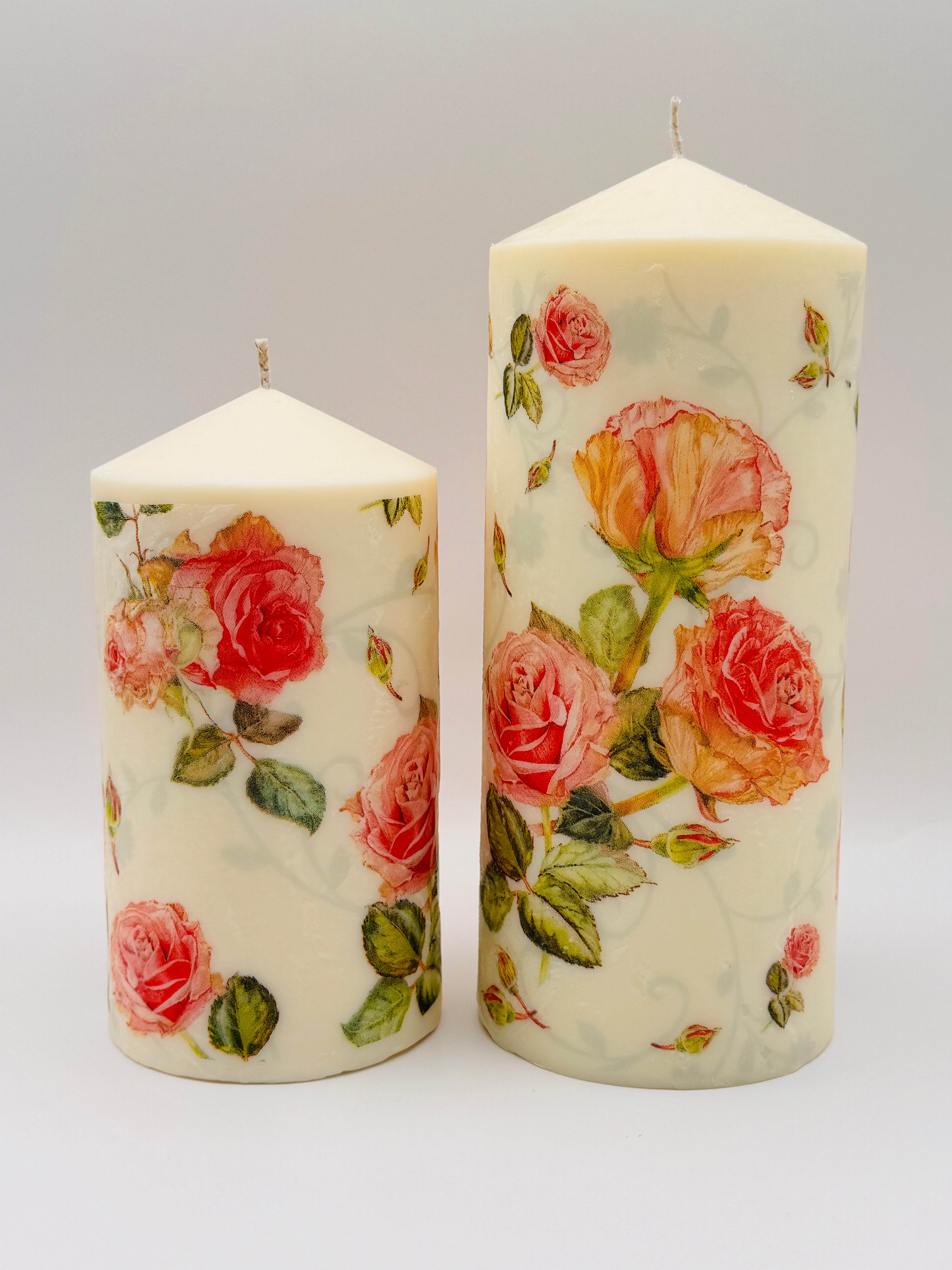 MonAmour – Floral Rose Pillar Candle Set