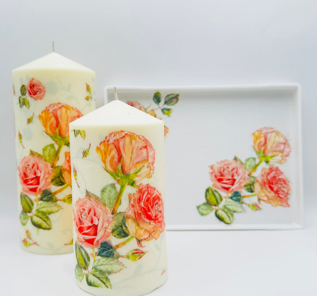 MonAmour – Floral Rose Pillar Candle Set