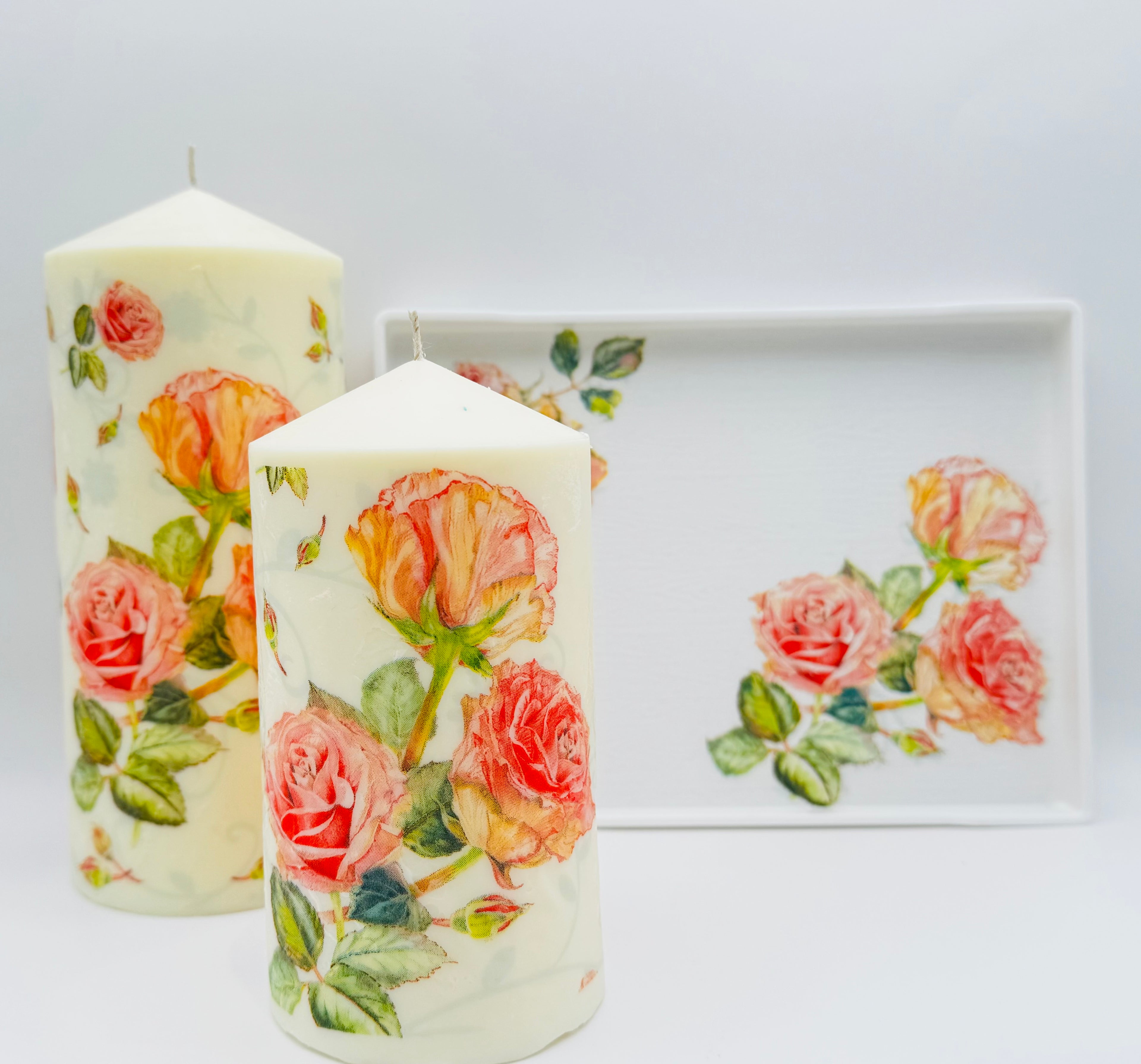 MonAmour – Floral Rose Pillar Candle Set