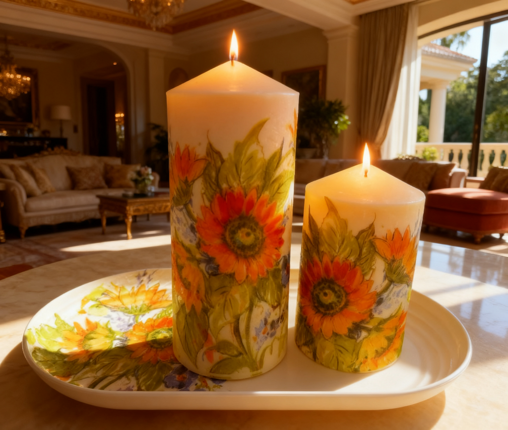 Sunflower Bloom Pillar Candle