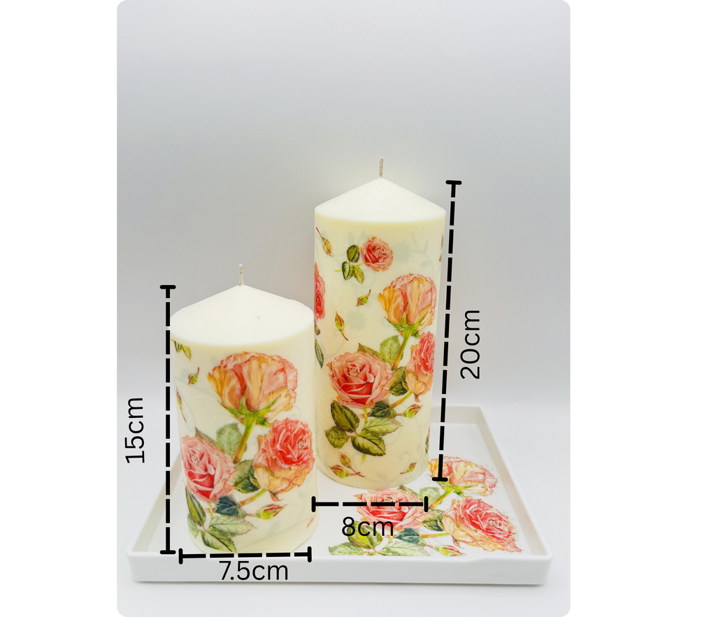 MonAmour – Floral Rose Pillar Candle Set
